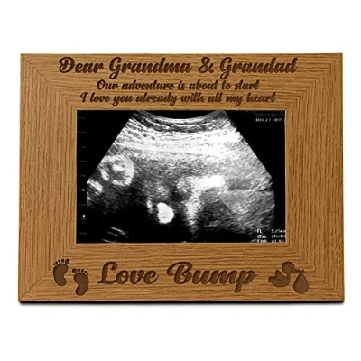 Image of ukgiftstoreonline New Baby Pregnancy Scan Photo Frame Grandma And Grandad Wooden Gift (4 x 6 Inches)