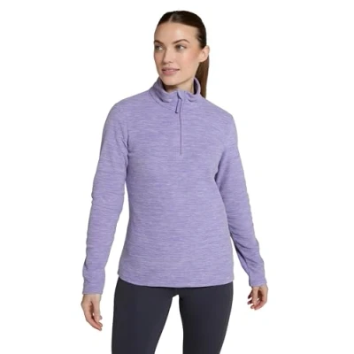 Image of Mountain Warehouse Snowdon Womens Fleece Top Warm Pullover, Lightweight Sweater, Half Zip, Breathable Ladies Tee, Quick Drying For Spring Summer, Walking, Travelling Lilac Women&#039;s Size 24