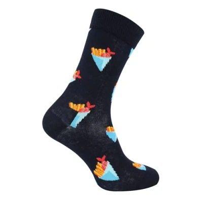 Image of Mens and Women&#039;s 1 Pair Happy Socks London Edition Fish Chips Navy 4 7 Unisex