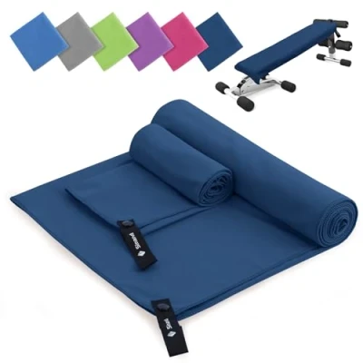 Image of Microfibre towel 2 Pack 160x80cm+80x40cm Ultra Lightweight Gym Towel, Quick Dry Microfiber Towels for Sports Travel Camping Beach Swimming