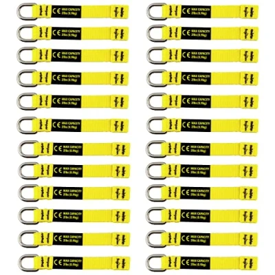 Image of BearTOOLS Yellow Flat D Ring Tool Tail Tethers, 2 in 1 Application, Max Load 0.9KG, 12CM x 12MM (24)