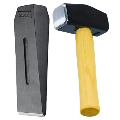 Image of SPARES2GO Log Splitter Lump Hammer Kit 6lb 10&quot; Chisel Wedge Wood Splitting Maul + 4lb Sledge Club