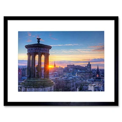 Image of Wee Blue Coo Dt Calton Hill Edinburgh Sunset Wood Frame Picture Gift Framed Wall Art Print