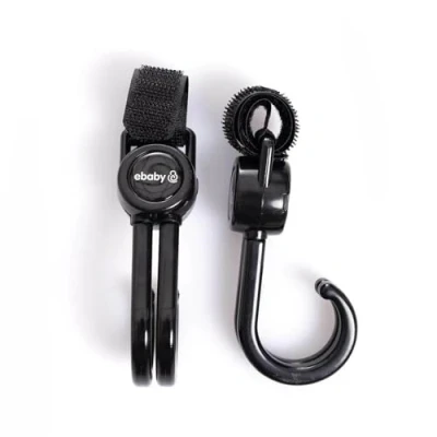 Image of ebaby Stroller Carrying Hook Double Set Baby Pushchair Holder Organiser Shopping Bag Holder, Changing &amp; Holders Handy Carry Clip (Black)