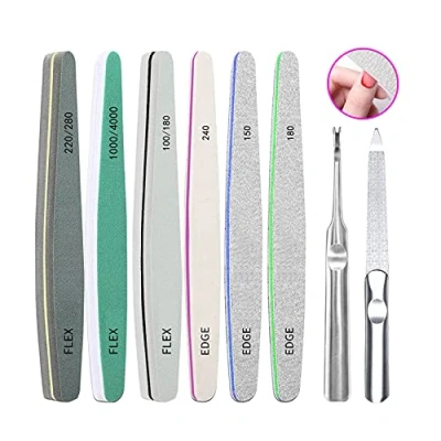 Image of Nail Files 8 Pcs Professional File and Buffer Block Set Manicure Art Tools Double sided Emery Board for Trimming Grinding Polishing Shining