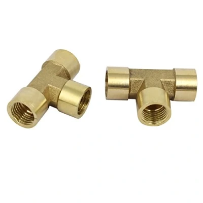 Image of Sourcingmap 1/4BSP Female Thread Brass T Shape Tube Pipe Connecting Fittings Connectors 2pcs