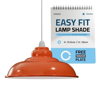 Image of LEDSone Industrial Pendant Ceiling Light Shade, Retro Kitchen Lights Vintage Metal Loft Bar Hanging Chandelier Lighting Rustic Lamp Shade (Orange)