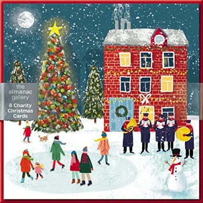 Image of Pack of 8 Skating By The Band Charity Christmas Cards Multiple Charities ALCX9965