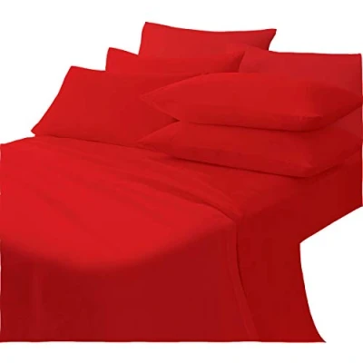 Image of Lawrance Caprino LC Oeko Tex Standard 100% Brushed Cotton Thermal Flannelette Single Double KING Sizes Flat sheet, Pillow case pair, Fitted sheet (RED, FITTED)