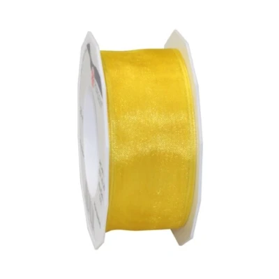Image of C.E. Pattberg Präsent 40 mm 25 m Wired Organza Ribbon 4 Seasons, Yellow