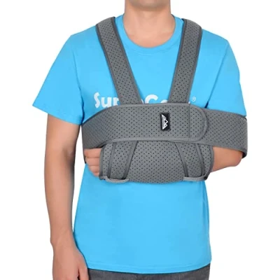 Image of supregear Arm Sling Shoulder Immobilizer, Adjustable Comfortable Immobilizer Swathe Breathable Support Brace for Injured Arm/Hand/Elbow (Dark Grey, Standard)