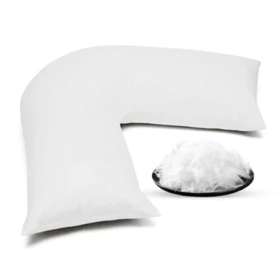 Image of Rohi Goose Feather and Down V Shaped Pillow Washable Anti Dust Mite Nursing Pregnancy Back Support Pillow.