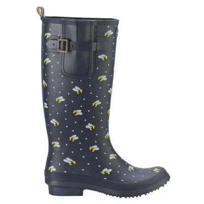 Image of Briers Footwear Rubber Wellingtons Navy Bee Design UK4 EU36