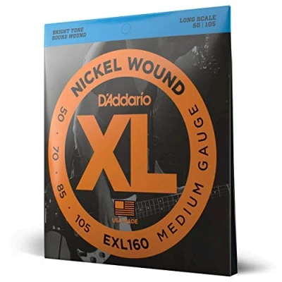 Image of D&#039;Addario EXL160 Electric Bass Guitar Strings, Nickel Wound, Medium, 50 105, XL