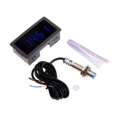 Image of Fasizi DC 8 24V 4 Digital LED Tachometer RPM Speed Meter with Hall Proximity Switch Sensor NPN 10 9999RPM