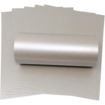 Image of 10 Sheets A4 Mercury Silver Sparkle Paper with Iridescent 120gsm Crafts Card Making Christmas
