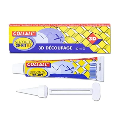 Image of CollAll 3D Silicone Glue Perfect for Arts, Crafts &amp; DIY Transparent, Flexible Strong Bond Adults Kids Use Paper, Card, Wood, Polystyrene, Foam Plastics (80ml)