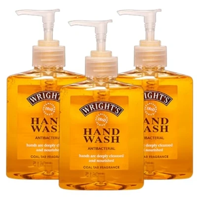 Image of Wright&#039;s Hand Wash, Coal Tar Fragrance, Antibacterial, Hands are Deeply Cleaned and Nourished, 3 x 250ml Pump Bottles Multipack Click &#039;𝗖𝘂𝘀𝘁𝗼𝗺𝗶𝘀𝗲 𝗡𝗼𝘄&#039; Button for More Bulk Buy Option!