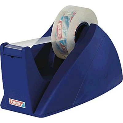 Image of tesa Easy Cut Desk Dispenser Professional Refillable, Nonslip Tape for Adhesive Rolls Up to 33 m x 19 mm Blue