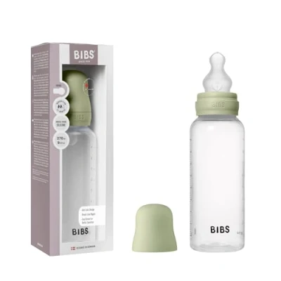 Image of BIBS Baby Bottle 270 ml Silicone Nipple Anti Colic, BPA Free, Round Nipple, Medium Flow, Lightweight &amp; Easy to Clean, Suitable for Newborns 0+ Years Sage