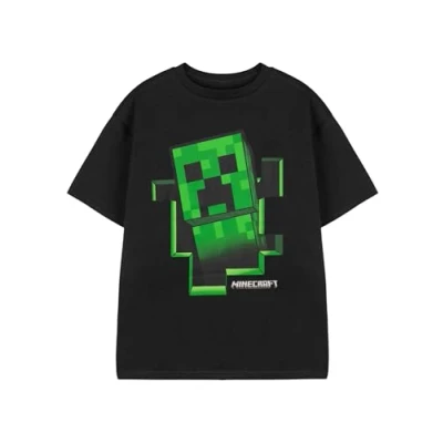 Image of Minecraft T Shirt for Boys Kids Creeper Inside Gamer Gifts Merchandise Childrens Short Sleeve Black Top 7 8 Years