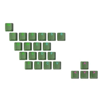 Image of Ranked Rubber Keycap Set Double shot Translucent OEM Profile for Mechanical Gaming Keyboard (Green Forest, 23 Keys)