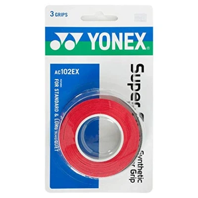 Image of YONEX Super Grap Badminton Overgrip, Pack of 3, Multi Colour, AC102C (Red)
