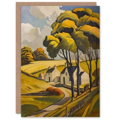 Image of Artery8 Greeting Card Cotswolds Cottages Countryside English Landscape Blank For All Him Or Her Art Birthday