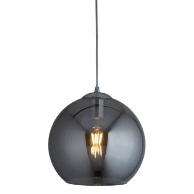 Image of Balls 1 Light Dome Ceiling Pendant Chrome, Smoked Glass, E27