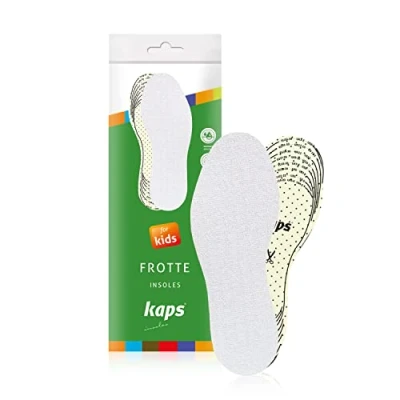 Image of Best Extra Comfortable Shoe Insoles for Kids (Add On or Replacement Soles) Shock and Sweat Absorbing Terry Cloth Frotte Cut to Fit Size Kaps Made in Europe