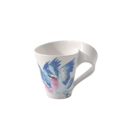 Image of Villeroy &amp; Boch NewWave Mug Bird Colored, Dishwasher Safe, Microwave Coffee Mug, Ceramic Cup for Tea New Wave Animals, Lilac Breasted Roller Premium Porcelain
