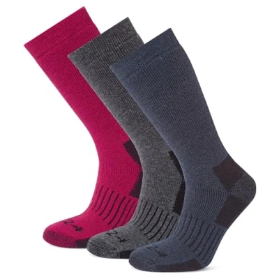 Image of TOG24 Villach Womens 3 Pack Trek Socks. Hiking Socks Made From A Merino Fabric Blend. These Walking Feature All Over Cushioning, Non Slip Grip Cuff, Re Inforced Toe &amp; Heel