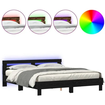 Image of vidaXL Oak Bed Frame Black Solid wood 180 x 200 cm Sturdy