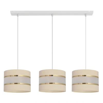 Image of Helen Straight Bar Pendant Ceiling Light Ecru, Gold, White 65cm