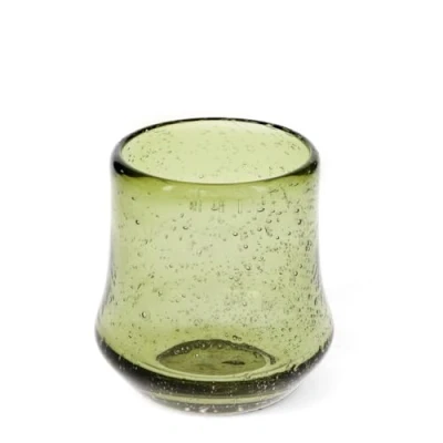 Image of Rex London Olive Green Hand Blown Bubble Glass Tumbler