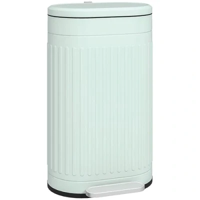 Image of HOMCOM 30 Litre Pedal Bin, Fingerprint Proof Kitchen Bin with Soft close Lid, Metal Rubbish Foot and Removable Inner Bucket, Light Green