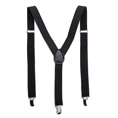 Image of Boolavard Clip on Unisex Mens Women Adjustable Trousers Fully Elastic Y back Suspender Bra (Black)