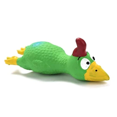 Image of Squeaky Dog Toy, Latex Chicken Toys, Pet Puppy Teething Screaming Rubber Funny Chew Interactive Toy for Small Medium Dogs Green