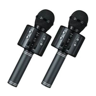 Image of Wowstar Wireless Microphone, Karaoke Bluetooth Microphone for Kids Adults, Portable Toy Mic Speaker Machine, Home KTV Player Support Android &amp; iOS Devices Party Singing (2 Black)
