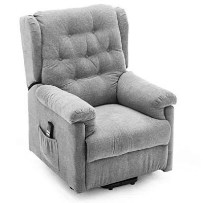 Image of More4Homes BARNSLEY DUAL MOTOR ELECTRIC RISE RECLINER FABRIC ARMCHAIR LIFT RISER CHAIR (Grey)
