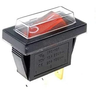 Image of 3 pole rocker switch illuminated at 230 V 15 A with waterproof cover (1).