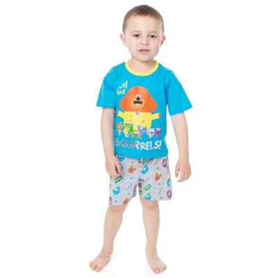 Image of Hey Duggee Cbeebies Pyjamas For Boys Blue Grey Characters PJs With Long Or Short Bottoms Childrens T Shirt &amp; Trousers Merchandise 2 3 Years