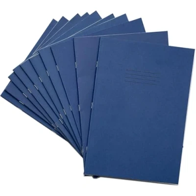 Image of Rhino A4 Exercise Books, 48 Page / 12mm Lined Paper Notebook, 10 Pack, Office &amp; School Stationery Supplies, Dark Blue