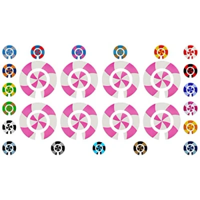 Image of Acclaim Lawn Bowls Identification Stickers Markers 2 Full Sets Of 4 Self Adhesive Graduated Spiral (White/Pink)