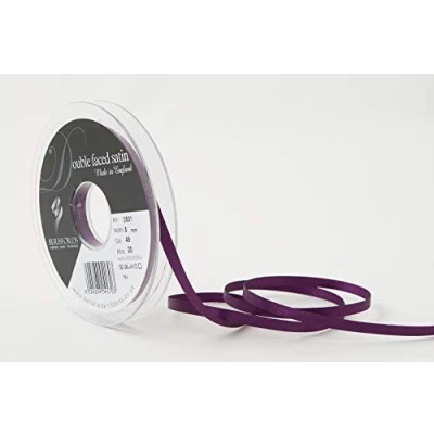 Image of Berisfords Double FACE Poly Satin Ribbon, Plum, 5 mm