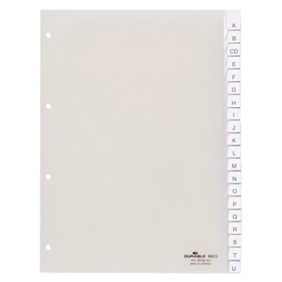 Image of Durable 682319 Blank Index Page Plastic A4 Portrait Completely Covers Pages 0 20 or A Z Transparent