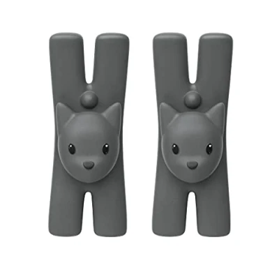 Image of Alessi Lampo MMI32CS B Set of 2 Magnetic Design Kitchen Clothespins, Thermoplastic Resin, Black