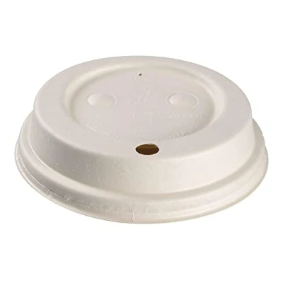 Image of ABENA Gastro Line Eco Labelled Sip Through Lid for Disposable Coffee Cups, Plant Based Materials Used in Lid’s Design, 100% Compostable &amp; Ensures an Friendly Solution Bagasse 9cm White