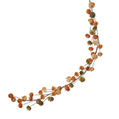 Image of Heaven Sends Green and Orange Velvet Pumpkin Halloween Garland