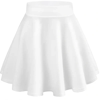 Image of DRESHOW Basic Solid Stretchy Flared Casual Mini Skater Skirt for Women Girls